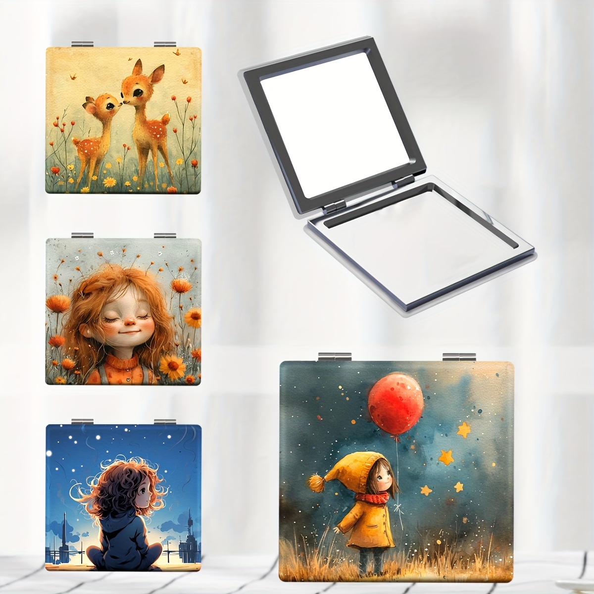 

1pc Portable Pocket Makeup Mirror, Foldable Hd Cute Cartoon Pattern Small Mirror, Outdoor Personal Care Supplies, Small Mirror Gift, Lxfj77-80