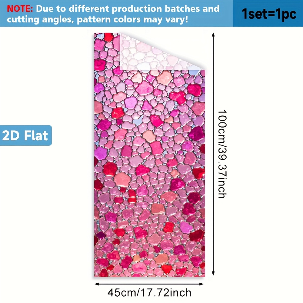 TEMU Film Fenêtre 2D Plat - 1pc de Film Fenêtre 2D avec Motif Mosaïque de Rose. Ce Film PVC Adhère aux Surfaces en Verre Colle et Mesure 45X100 Cm.