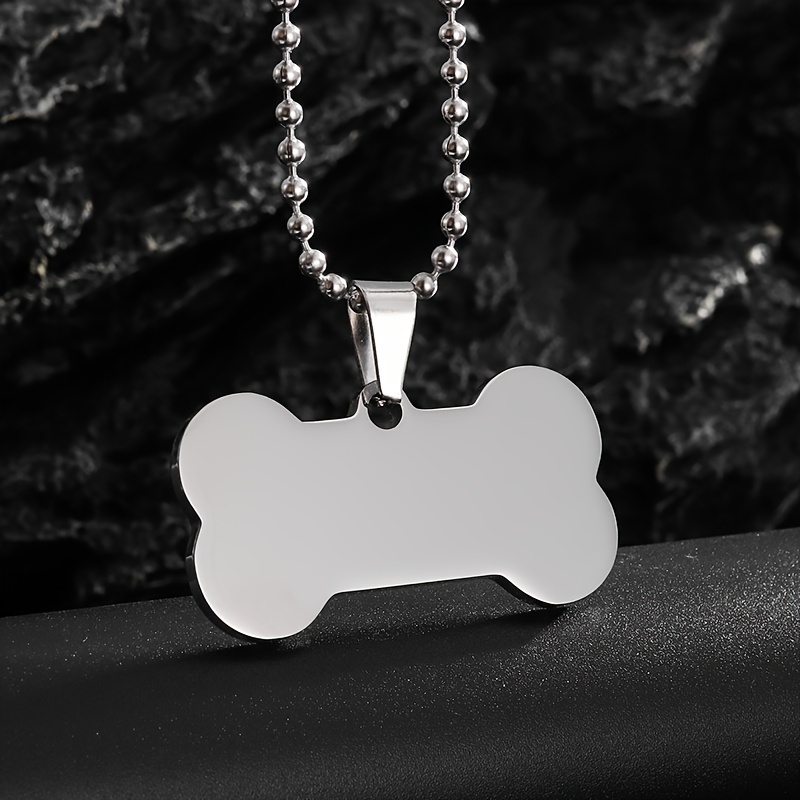 

Funky Stainless Steel Men's Necklace With Dog Tag Bone Pendant - Edgy Accessory