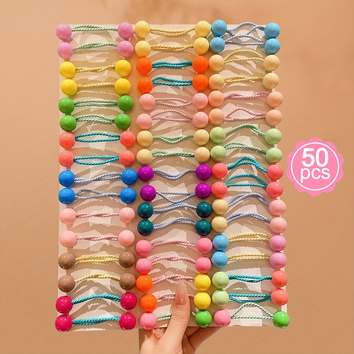 

50pcs Women's Hair Accessories Ball Screw High Hair Ring