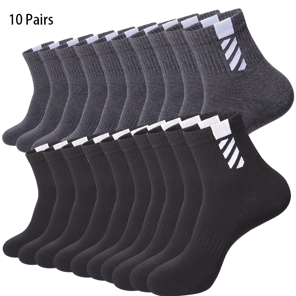 Image of 10-pair Breathable Quick-dry Mid-tube Socks, Unisex, For Sports And Running, Casual Daily Wear