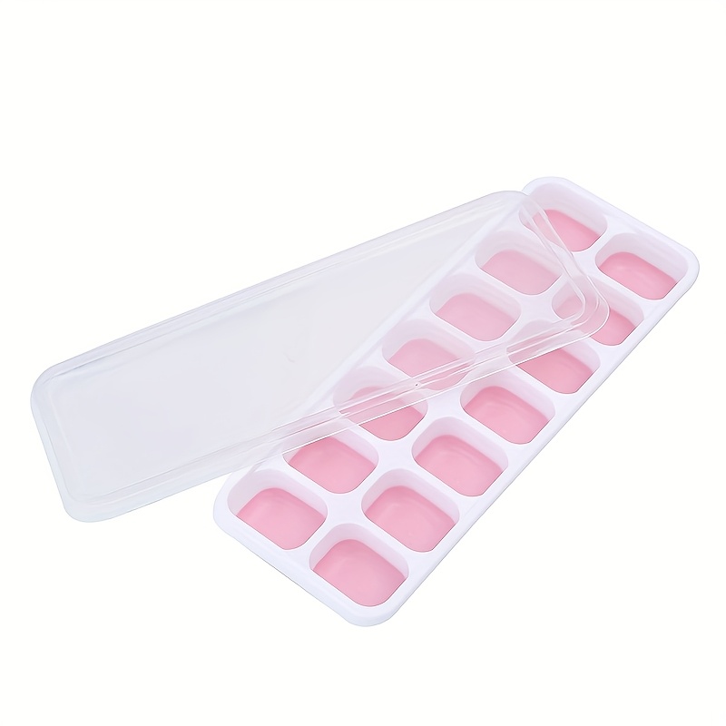 TEMU 1pc Household Plastic Ice Cube Molds, Kitchenware, Kitchen Utensils, Ice Cube Trays, Flexible Ice Cube Trays With Detachable Lids, For