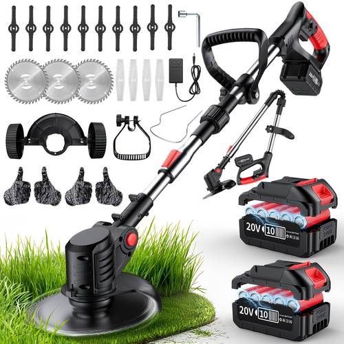 item picture portable cordless electric lawn mower 3 in 1 trimmer edger shrub cutter w adjustable height rotating head 3 2 high capacity lithium batteries lightweight powerful yard tool for garden fathers day gift for dad husband men