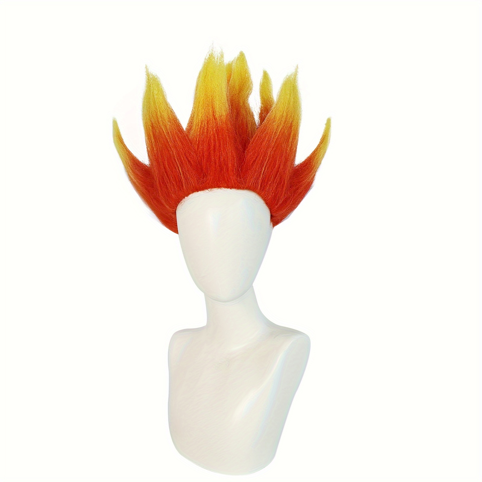 Spiky Short Anger Fire Men Wig Two Tone Orange Yellow Temu Canada