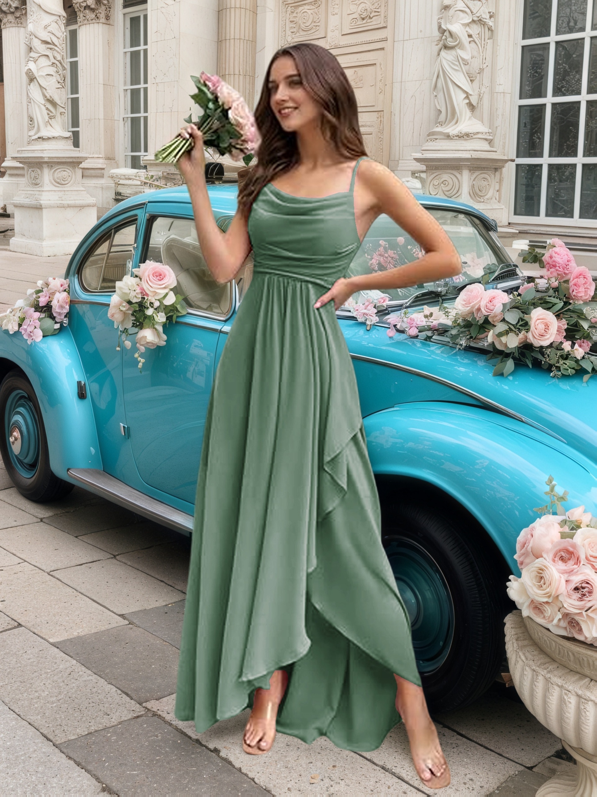 green bridesmaid dress sold on Temu United States