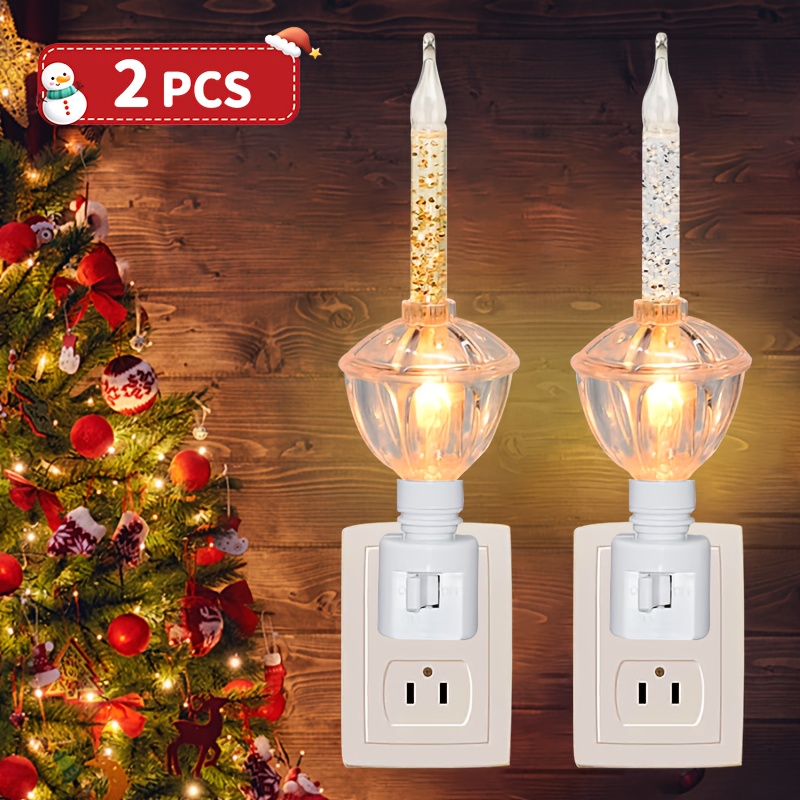 TEMU 2 Packs Of Christmas Bubble Lights, Traditional Transparent Golden Bubble , Christmas Bubble Night Lights For Plug-in Walls, Suitable For