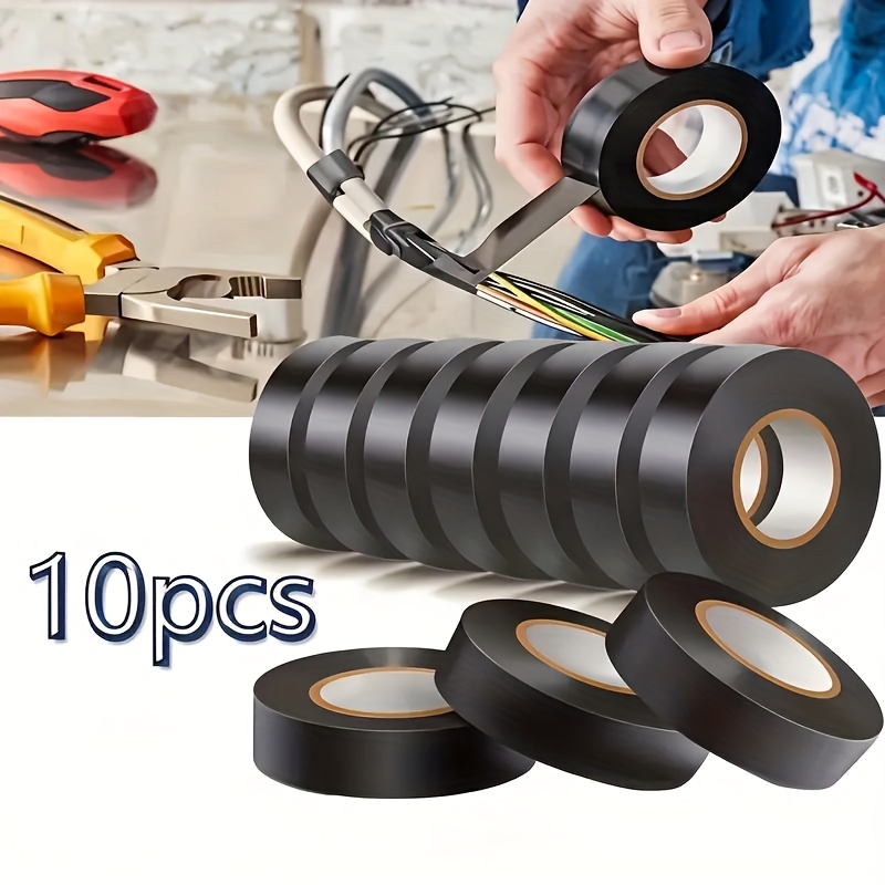 TEMU 10 Rolls Of Black Electrical Tape, 0.63 Inches X 33 Feet, High Temperature Electrical Tape For Weatherproofing And Insulation
