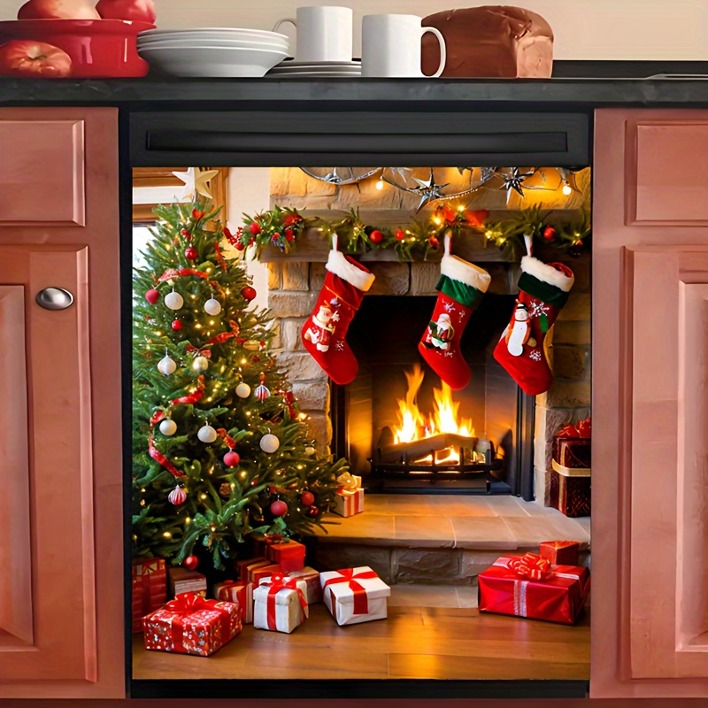 

Easy-clean Christmas Magnetic Dishwasher Cover - Needed, Washable Kitchen Decor For