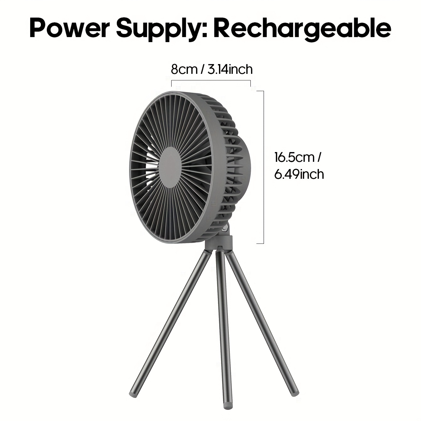 Summer essentials portable outdoor camping fan 4000mAh rechargeable tripod fan suitable for outdoor office desktop with timer built-in hook for hanging three-speed wind multifunctional personal fan