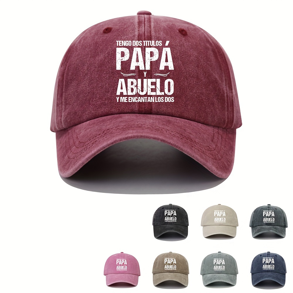 

Spanish Phrase "tengo Dos Titulos Papa Y Abuelo" Adjustable Dad Hat, Vintage Washed Cotton Baseball Cap, Distressed Sports Caps, Perfect Father's Day Gift