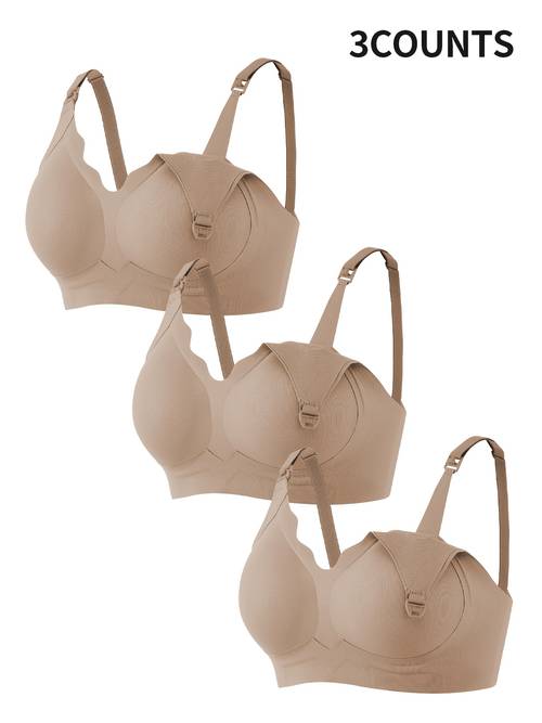 item picture 3pcs maternity nursing bra with removable foam pads and adjustable shoulder straps with top for easy nursing suitable for mothers during and after pregnancy