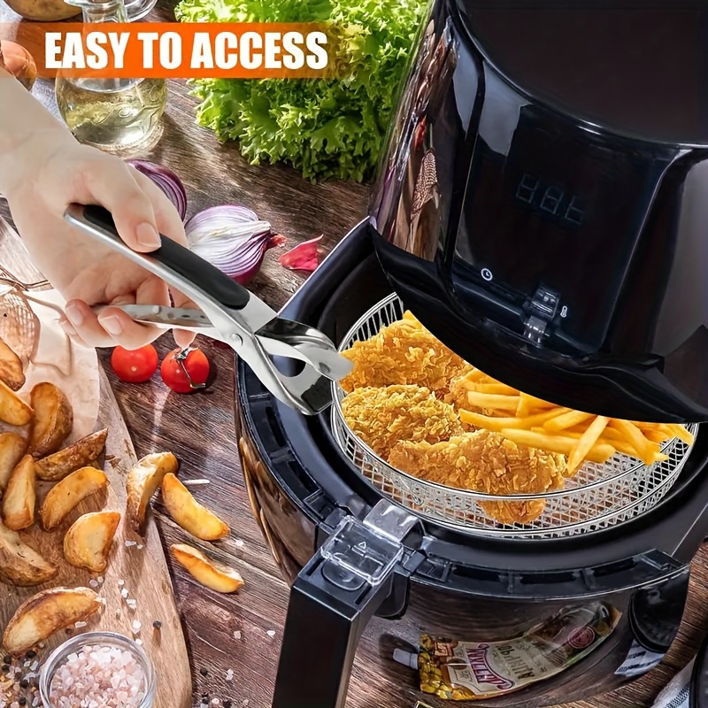 10pcs Set of Elevated Stainless Steel Air Fryer Dehydrator Rack with Clips, Reusable Stackable Air Fryer Additions for 4.2QT-5.8QT Round Air Fryers, Washable Baking Air Fryer Additions