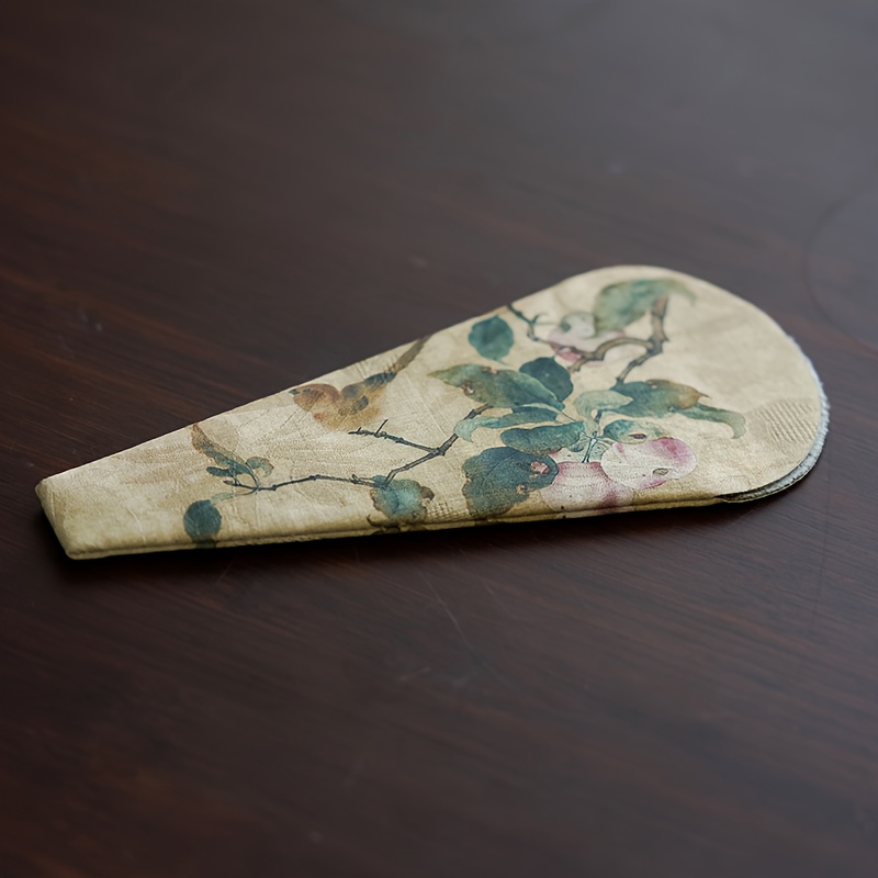 TEMU 手作り刺繍リネンキャンバス茶道用ハサミ収納ポーチ - 持ち運び可能な防水茶道アクセサリー整理バッグ、お茶好きへの完璧なギフト