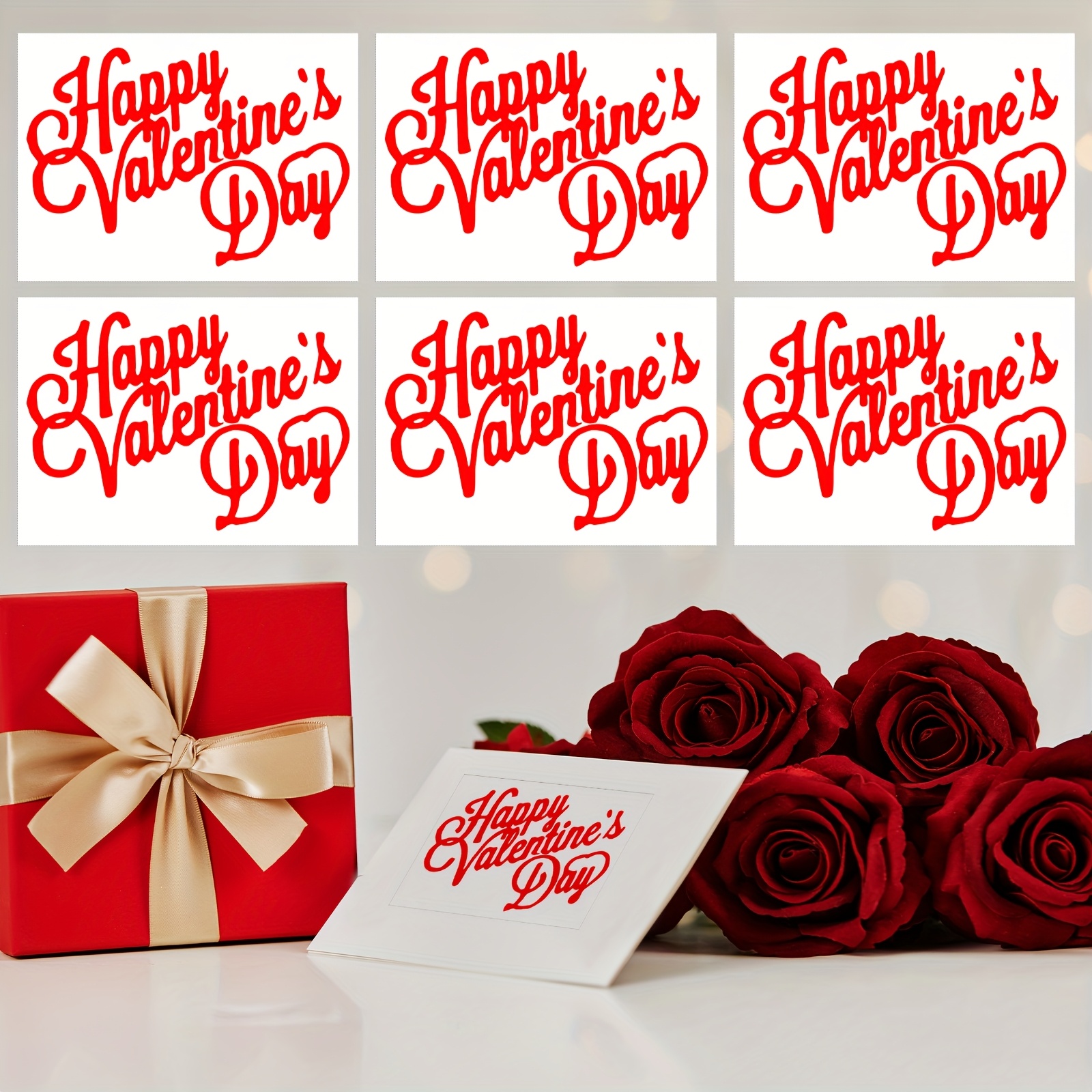 

6pcs Valentines Day Stickers Stickers Balloons Stickers Valentines Packaging Stickers ( Valentines Day)