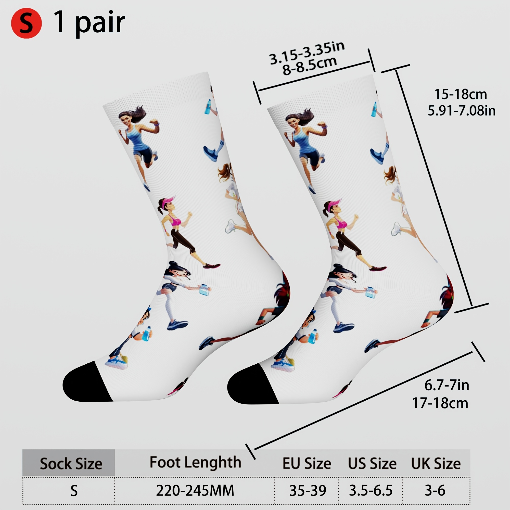 TEMU 1 Pair Of High-quality Socks, New Product With Cartoon-style Patterns, Featuring A Fashionable And -garde Design. Suitable For Cycling, Sports,