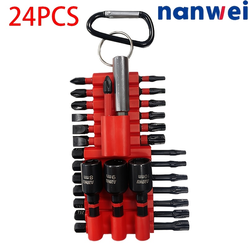 TEMU Juego de puntas de destornillador de 7/12//24 piezas, estructura de acero S2, vástago hexagonal de , puntas Ph/T/Torx/Sq/Pz/H/Sl, de 25 mm mm,