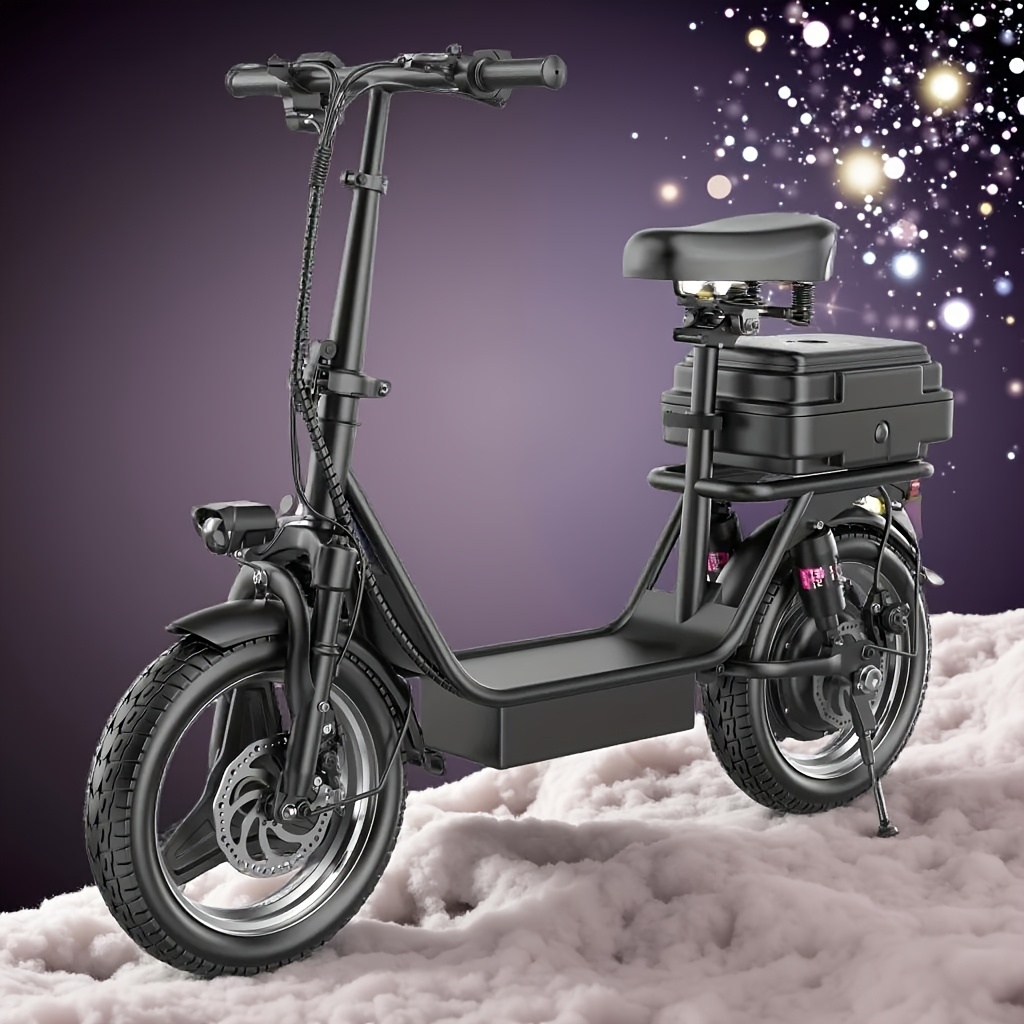 

500w Electric Scooter For Adults With Seat - 20mph, 30-mile Range, Brakes, Foldable Design, Black, Ideal For Commuting & Travel, Commuter Scooter | Sleek Black Scooter | Construction