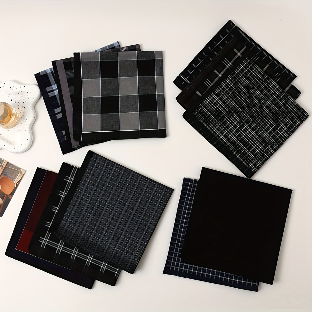 Men's Elegant Plaid Design Handkerchief, Multi-Color Options