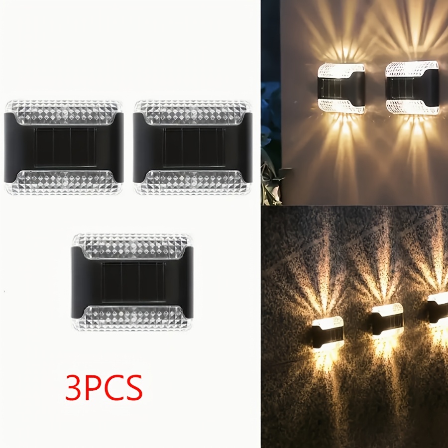 TEMU Set da 3 applique da parete a energia solare orientabili su e gi羅, luci d' per giardino e esterni, luci paesaggistiche moderne per ville, luci