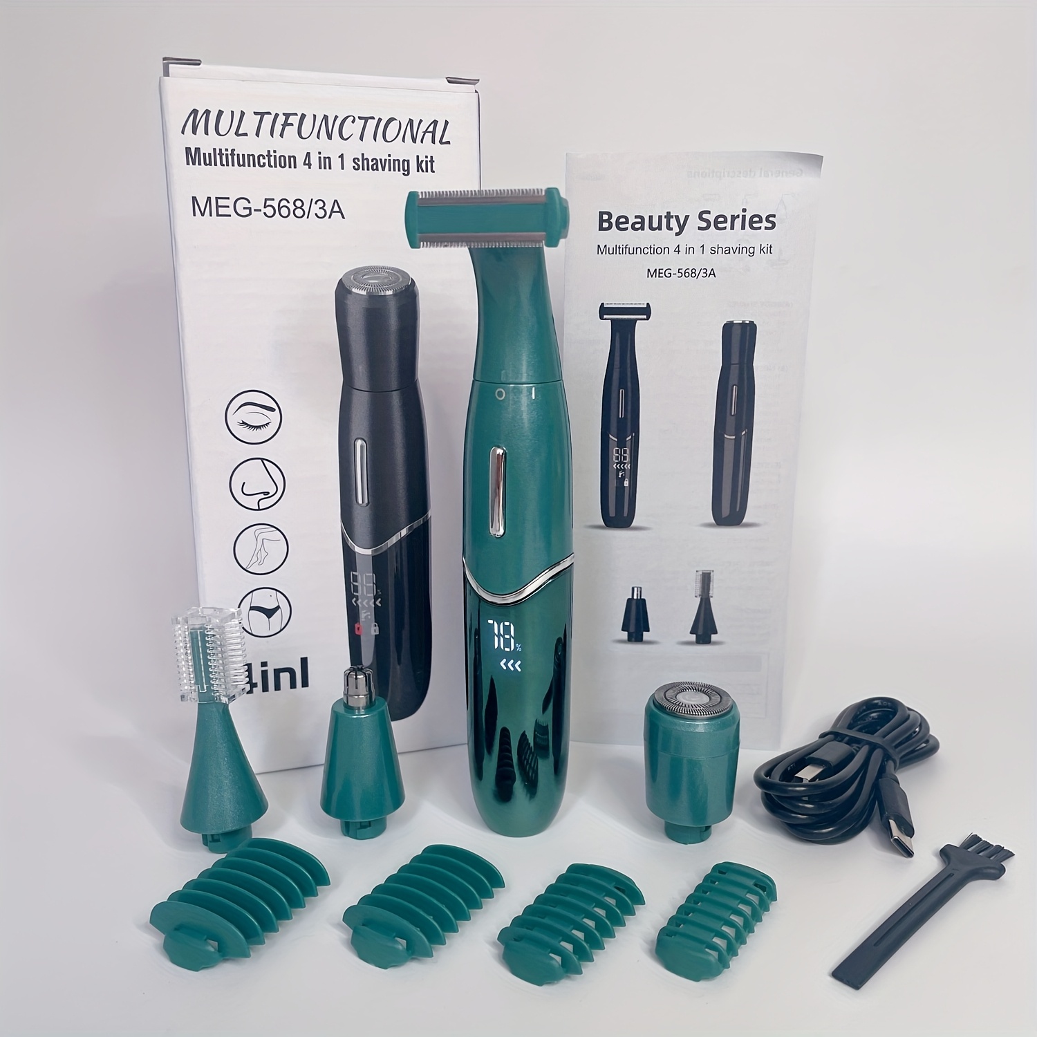 Image of 4in 1 Full Body Facial Remover - Portable Epilator For Men&women - Rechargeable Electric Trimmer For Nose, Eyebrows
