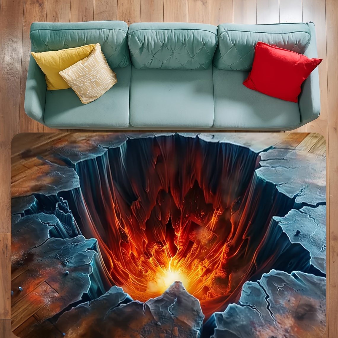 1pc Trap Pattern Carpet Suitable For Living Room, Bedroom, Anti Slip Carpet, Tension Resistant Living Room, Dormitory, Thickness 1cm