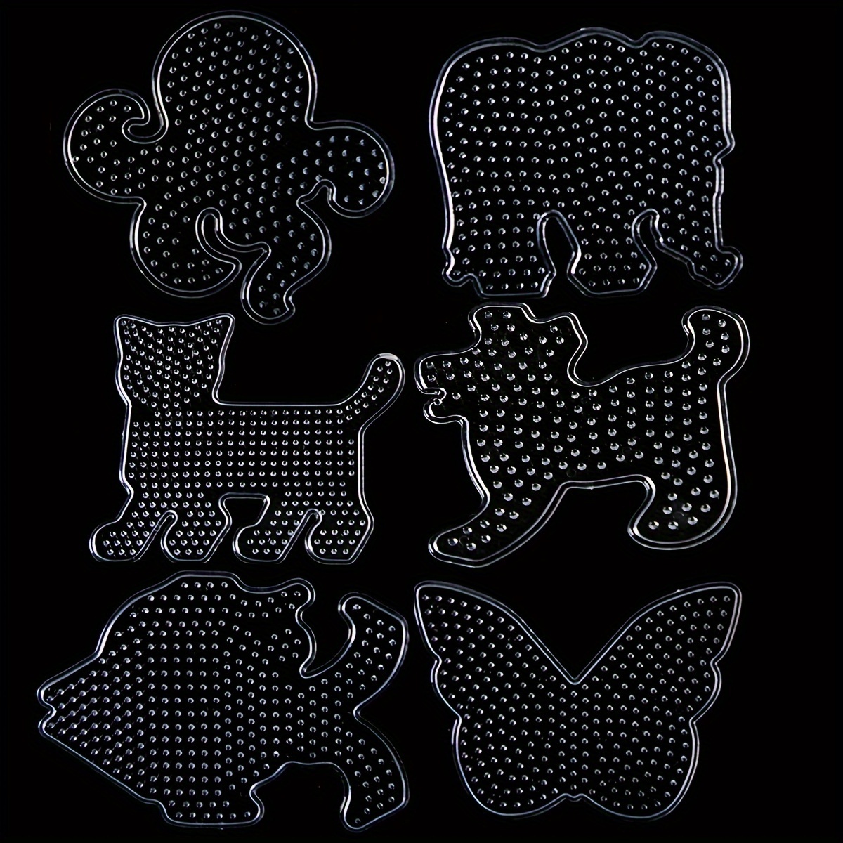 

6pcs 5mm Fuse Bead Pegboards - Transparent Plastic Animal Templates For & Crafts