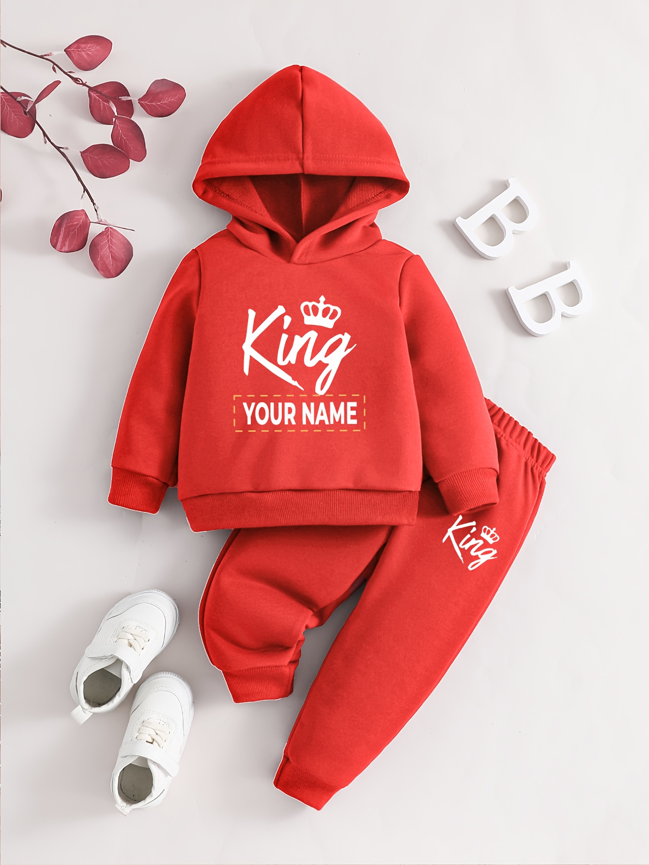 Baby's Customized 2pcs Set, Christmas Pattern Sweatshirt & Sweatpants