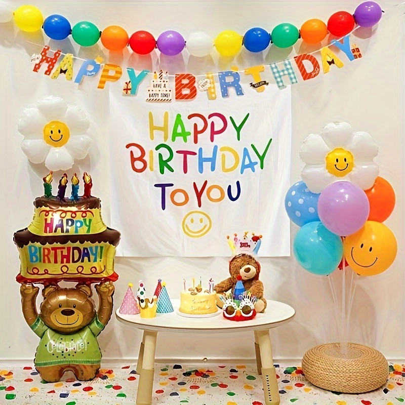 1pc 121.92 Cm Bear Holding Cake Shaped Aluminum Foil Balloon, Birthday Party Decoration, Christmas, Halloween, Thanksgiving Day Gift, Valentine's Day Gift