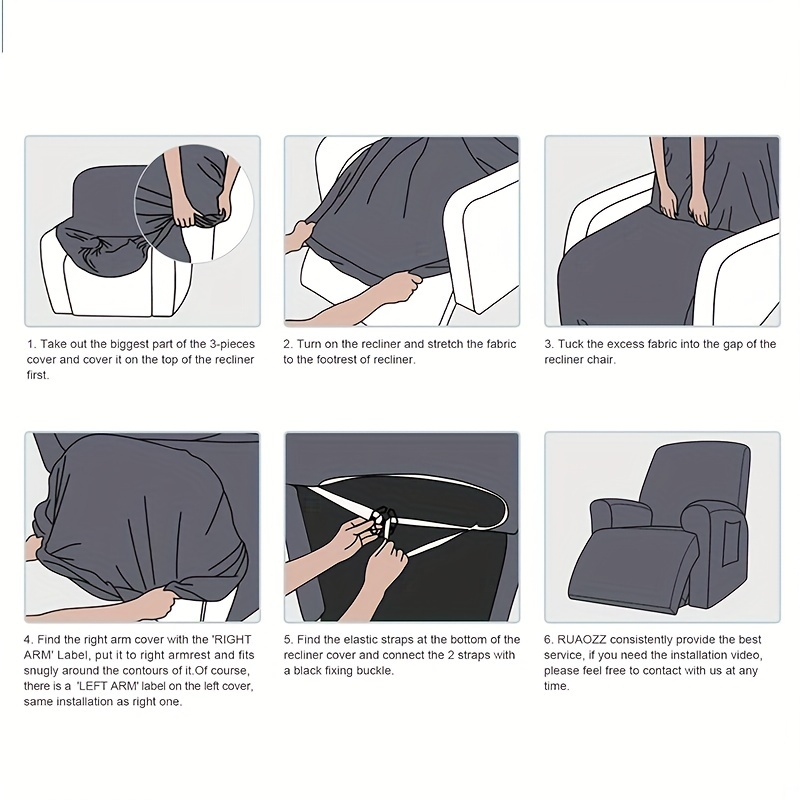 1 2 3 seater sofa recliner cover chenille fabric slip resistant washable with elastic bottom furniture protector   of 4 6 8pcs reclining chair covers