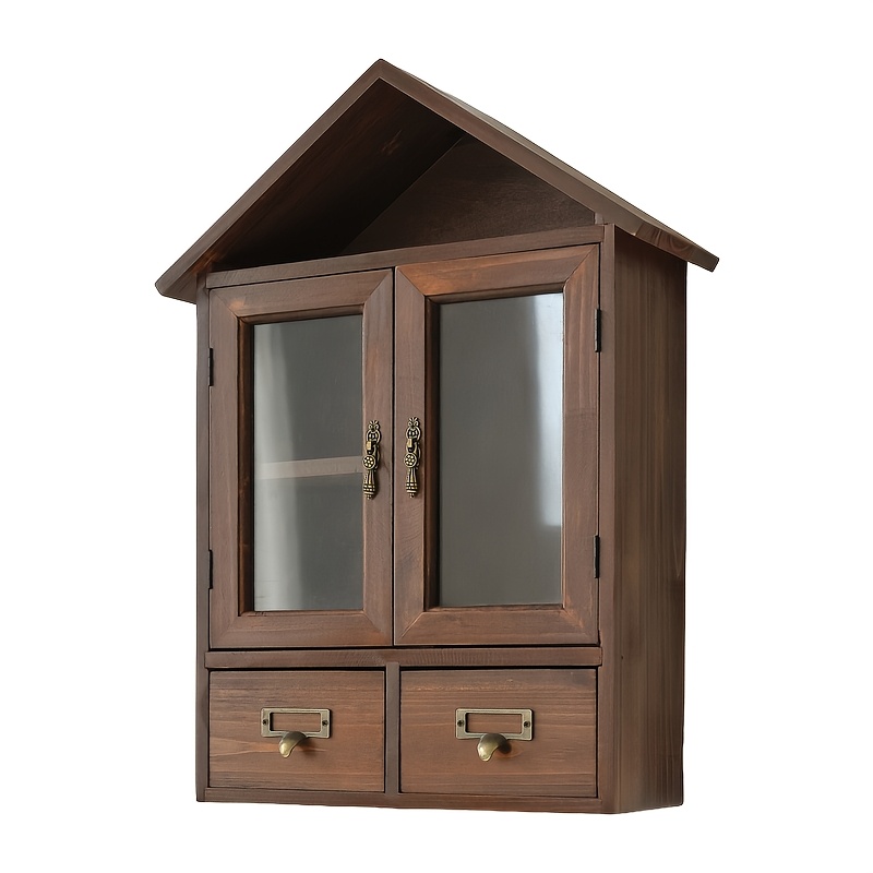 Solid Wood Wall-Mounted Storage Rack with Drawers