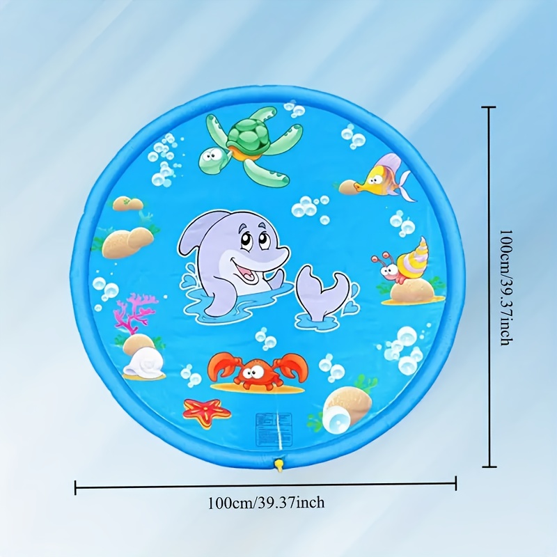 TEMU 1pc Blue Inflatable Water Spray Mat, Suitable For Teenagers-outdoor Water Spray Mat, With , Summer Fun Pvc Lawn Game Mat, Suitable For Teenagers