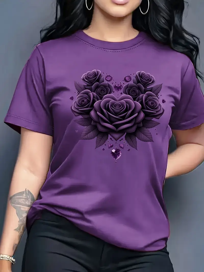 Deep Purple Women'S Casual Crew Neck T-Shirt