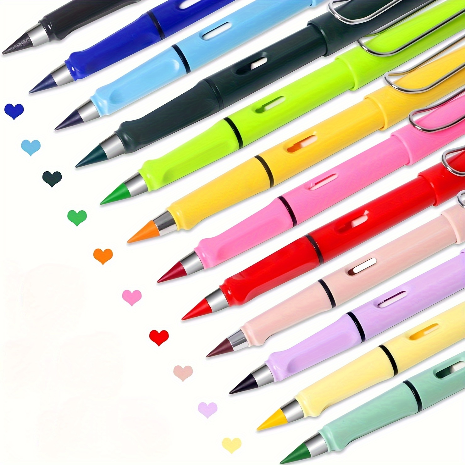 72pcs/set (12 Colored Pencils And 60 Tips) Forever Pencil Eternal Pencil, Cannot Be Used As Ink Pens, Student Drawing Supplies - Birthday Gifts - Christmas Gifts - Prizes