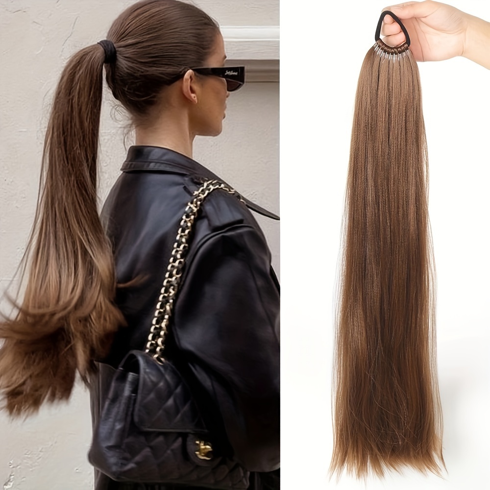 24 inch straight synthetic ponytail extension for women versatile clip in hairpiece for everyday special occasions 60 96cm style8 0
