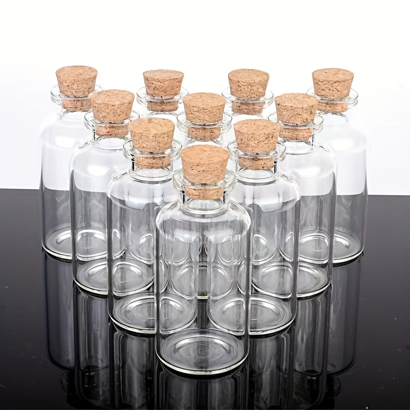10pcs Set Of 34mm*16mm Small Jar Craft Empty Bottles, Bottles With Corks, Small Glass Witch Jars. Decorative Bottles, For Halloween