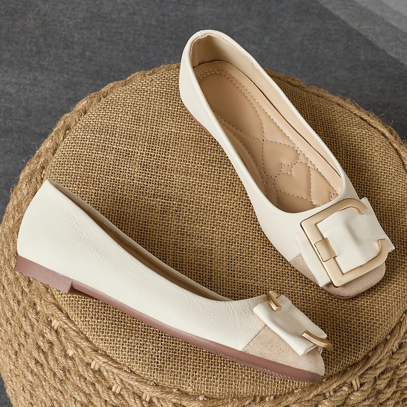 TEMU New Women's Flat Shoes, Casual And Stylish Flats, Square-toe Shallow Mouth Soft-sole Flat Shoes, Plus-size Women's Shoes, In Extended Sizes,