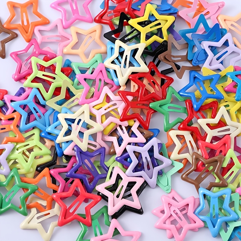 TEMU 28 piezas de pinzas para el pelo de estrella hueca, pinzas de broche de color aleatorio, accesorios para el pelo estilo , pinzas decorativas de