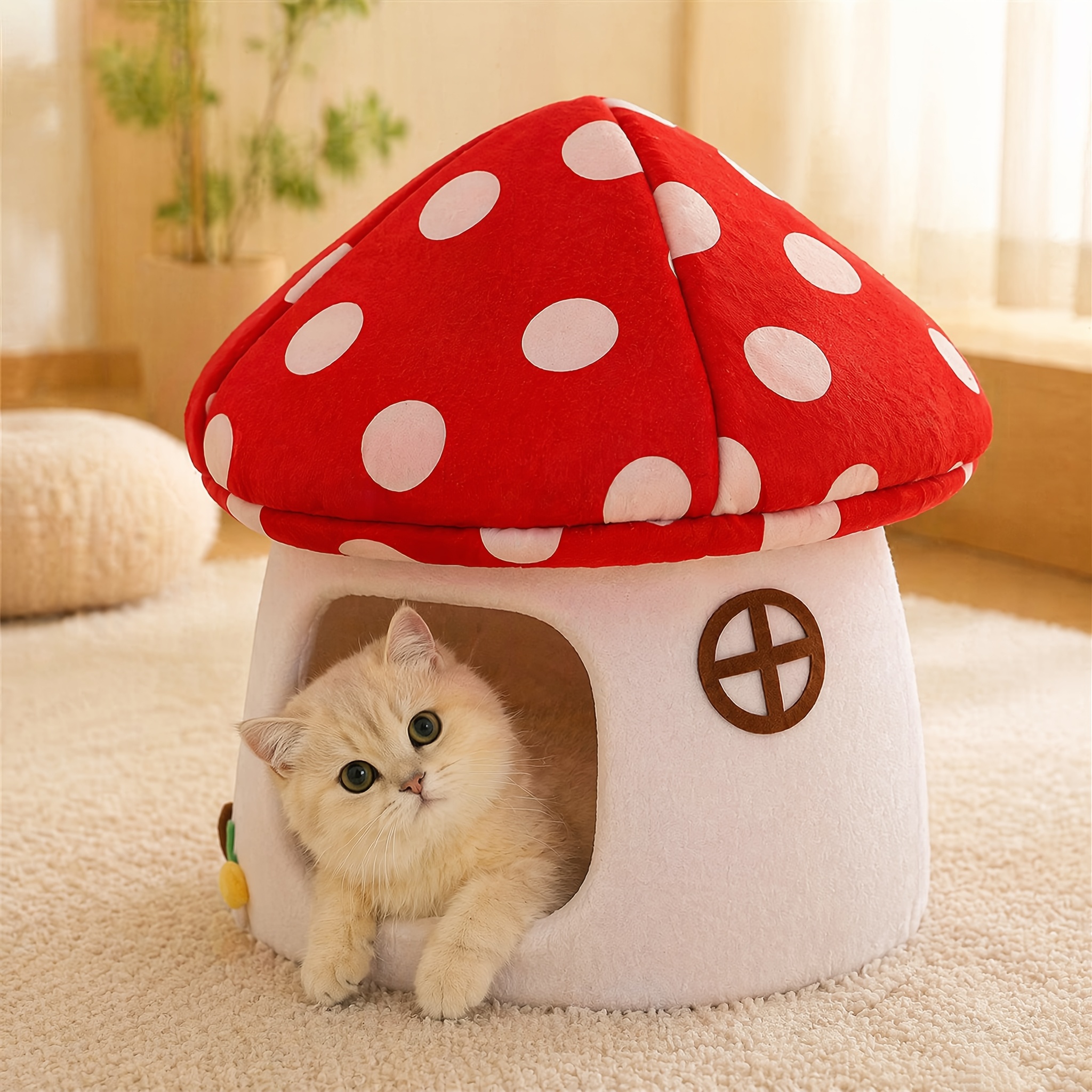 Cute Cave Bed - Soft Plush, Private Hideaway For Indoor Cats