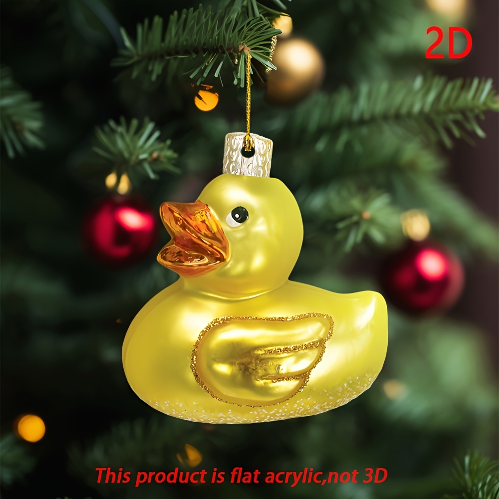 

1pc 2d Acrylic Christmas Rubber Duck Christmas Tree Decorations, Christmas Acrylic Decorations, Christmas Gifts