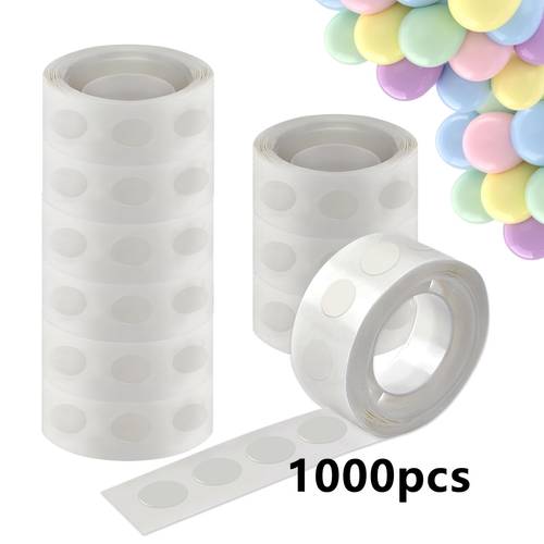 1000pcs Clear Double-Sided Adhesive Dots - 10 Rolls, Removable & Versatile for Balloons, Crafts, Wedding Decorations