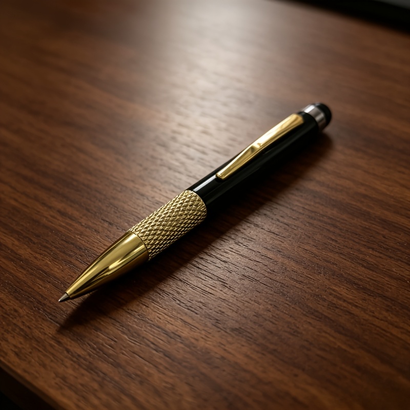 TEMU 1pc Bolígrafo de metal portátil de bolsillo, punta táctil superior, agarre antideslizante, escritura táctil de uso, bolígrafo de regalo de