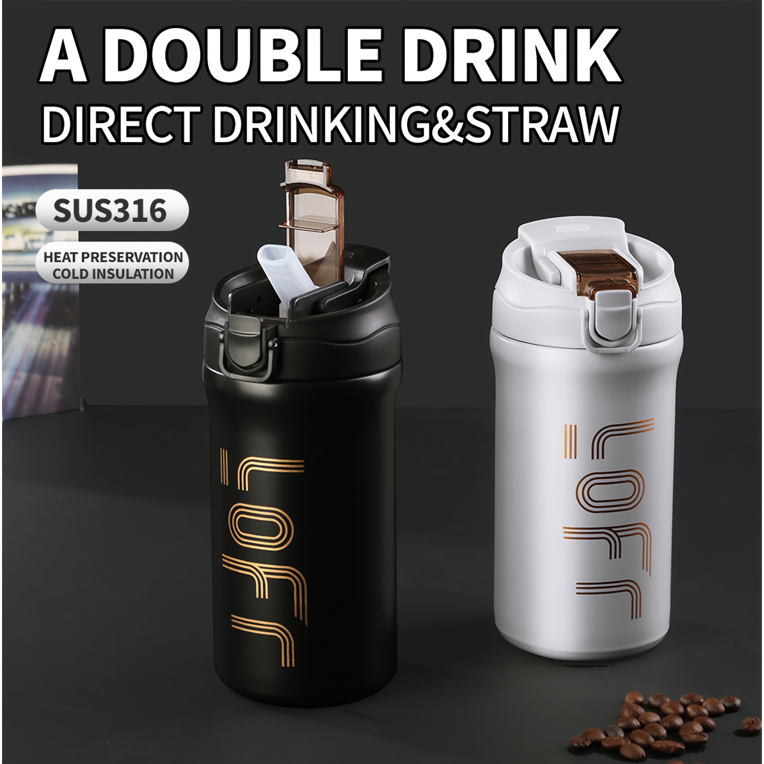 Bottle Bottle Insulated Water Bottle 24oz With Straw Lid And Handle For Sports Travel Gy - View #2