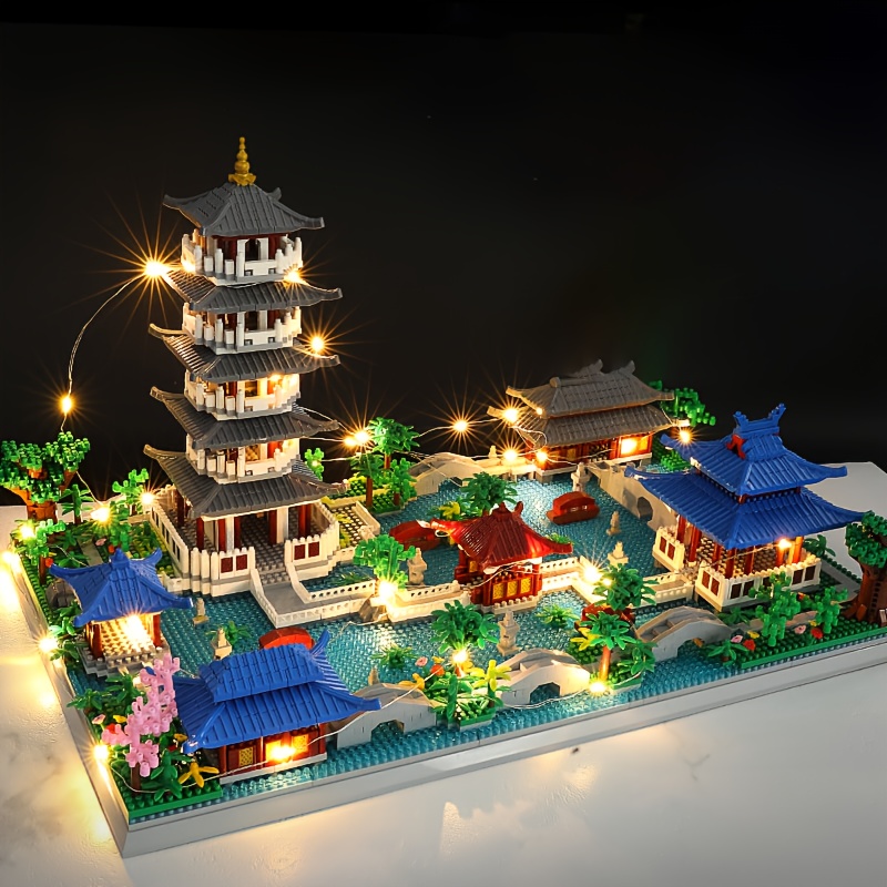     model building set, multicolor abs building blocks, educational diy toy, ideal christmas/birthday gift, home decoration exhibition, chinese temple miniature, construction block,  , building block/set 0