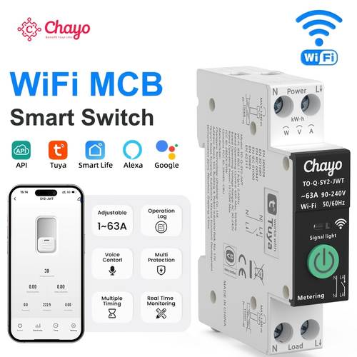 item picture 1pc wifi mcb breaker with overcurrent protection under voltage 63a remote wireless control smart home smart life