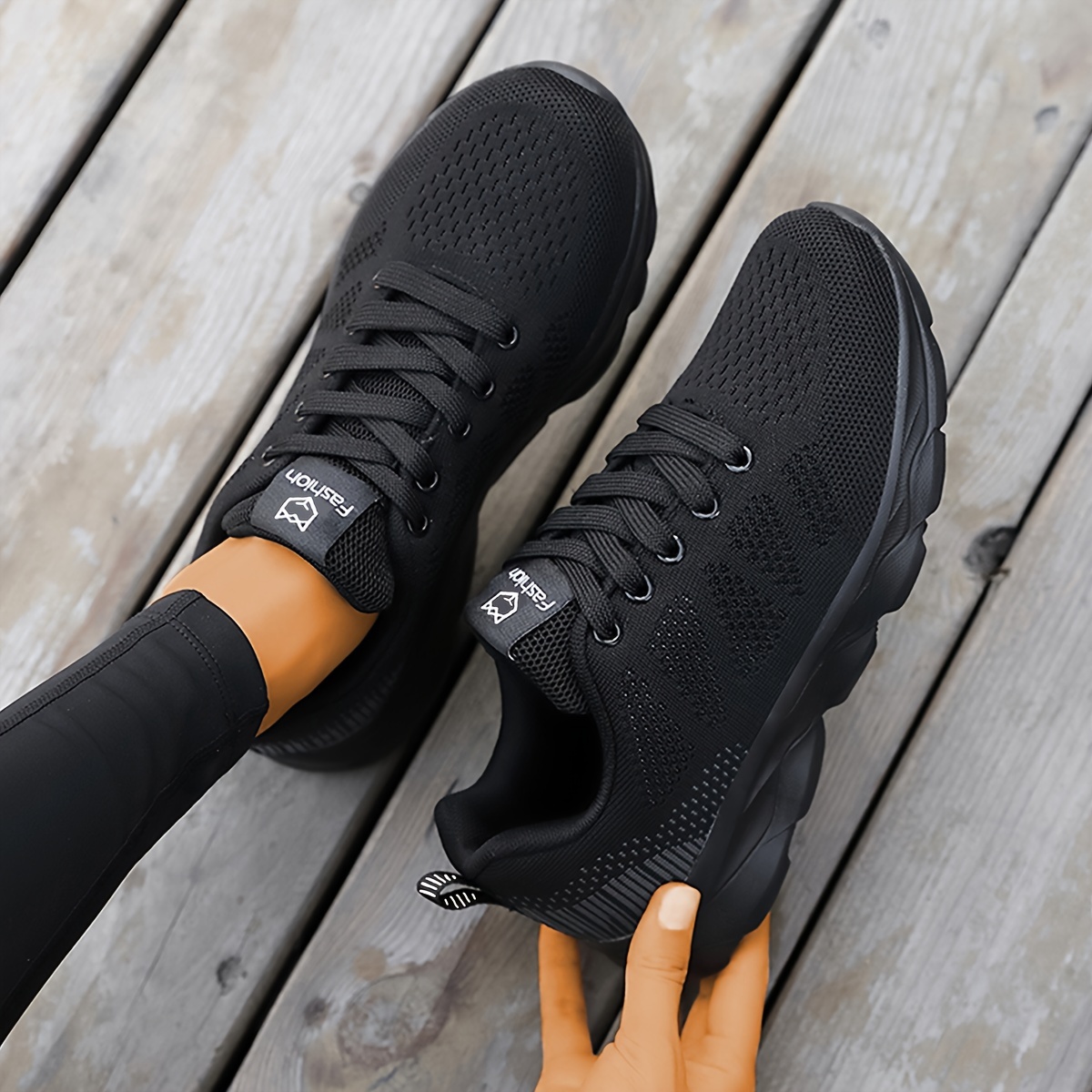 

Women's Contrast Color Casual Sneakers, Lace Up Platform Soft Sole Walking Knitted Shoes, Low-top Breathable Sporty Trainers