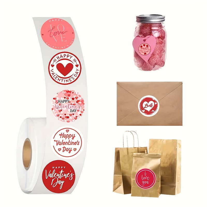 

500pcs Valentine's Day Sticker Roll - 8 , Waterproof & Residue-free For Laptops, Suitcases & Guitars