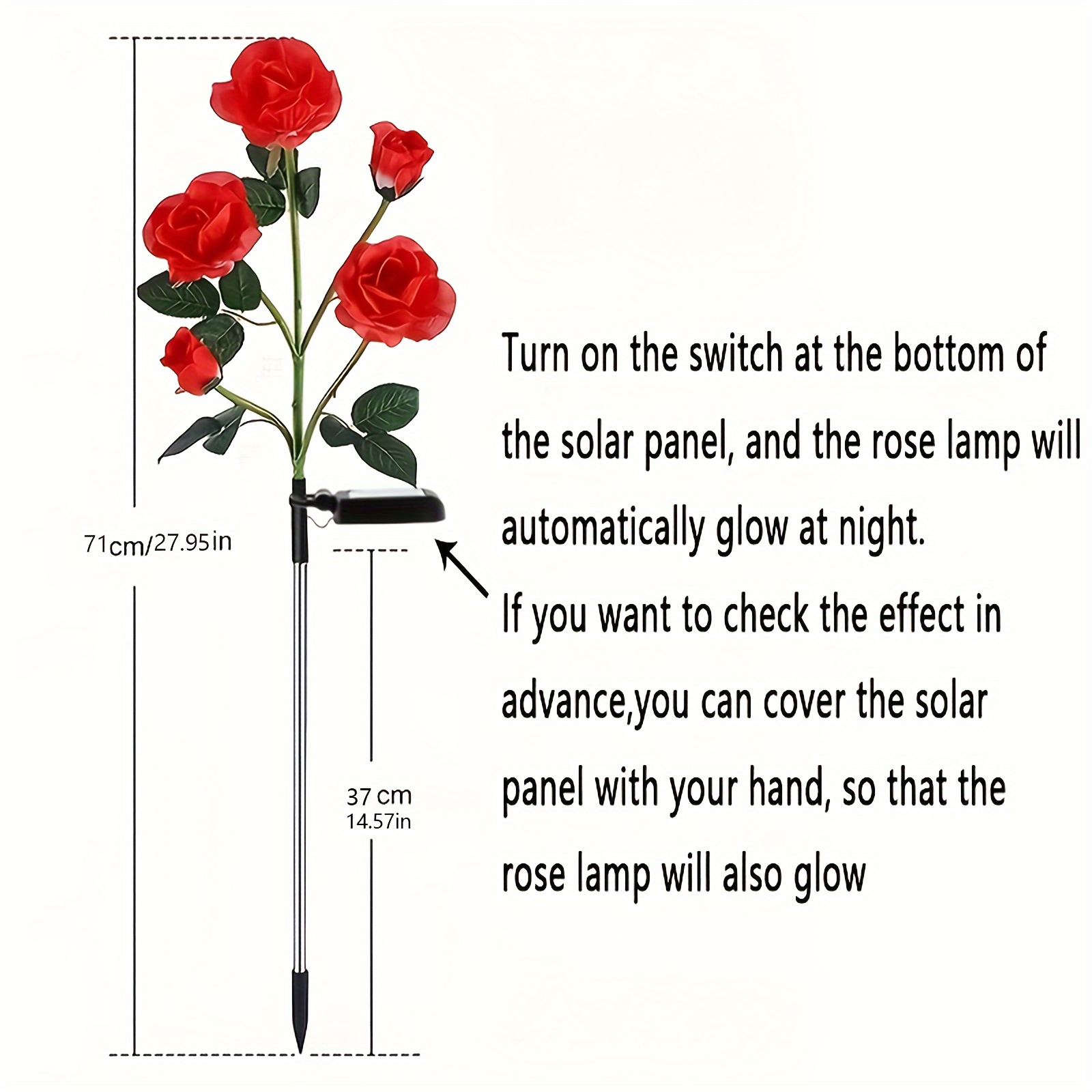 5 heads led solar rose lights simulated rose flower lamp for landscape garden home decoration christmas halloween birthday gifts valentines day decoration sports & outdoors temu details 2