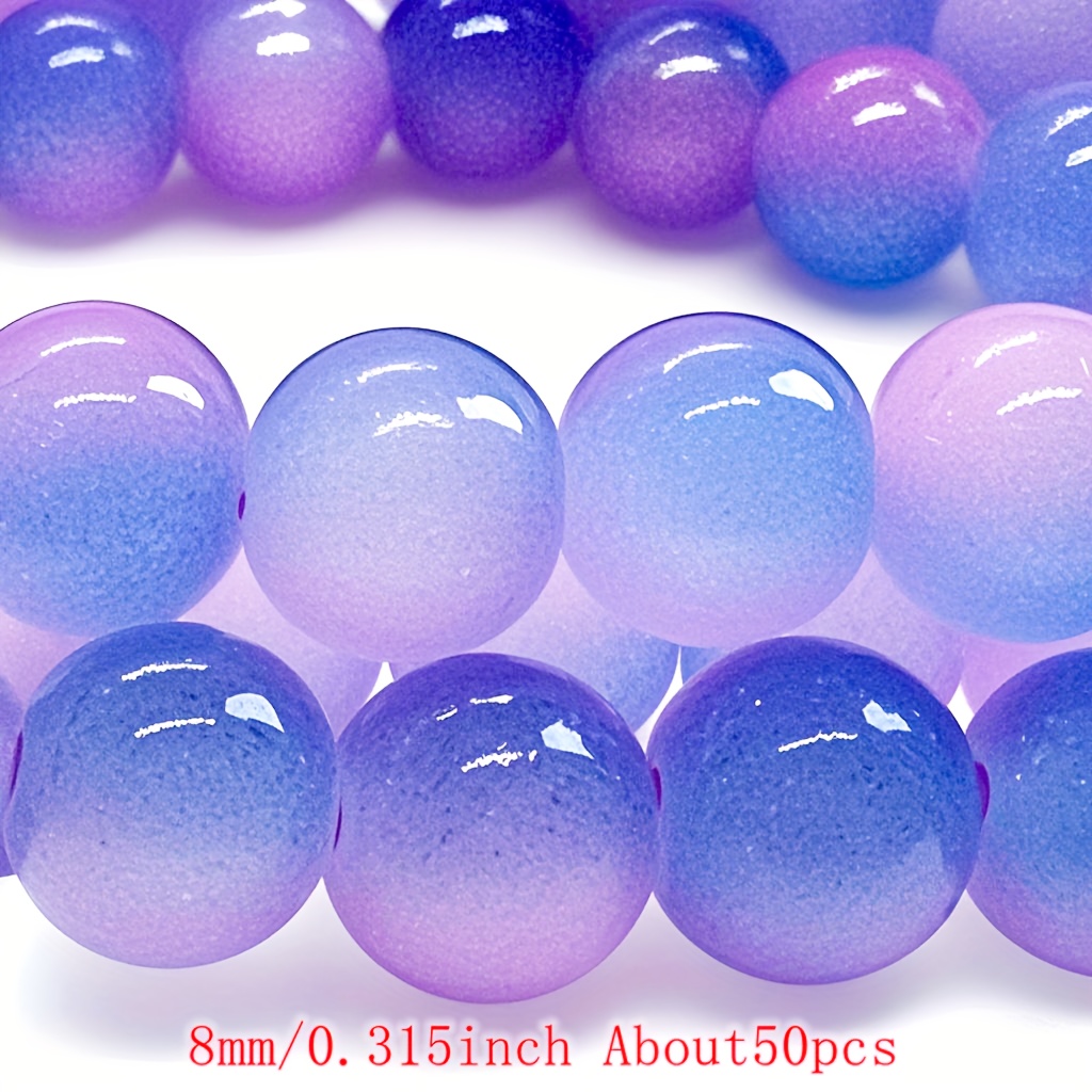 E-shop 72/50 Stück Pinke-Lila Glasperlen, 6/8 mm Runde Glänzende Oberfläche, Streu-Perlen, Geeignet für Schmuckherstellung, Armbänder, Ohrringe,
