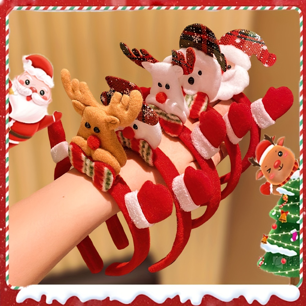 

5 Christmas Element Elk Snowman Santa Claus Accessories Headband Suitable For Christmas Gifts For Girls