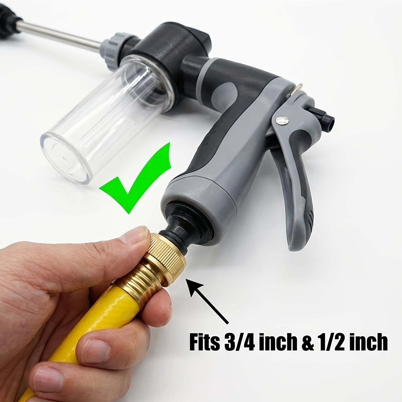 high pressure car wash gun with long reach lance durable water hose nozzle adjustable spray patterns leak proof design for trucks suvs rvs driveways decks garden cleaning Product details 3